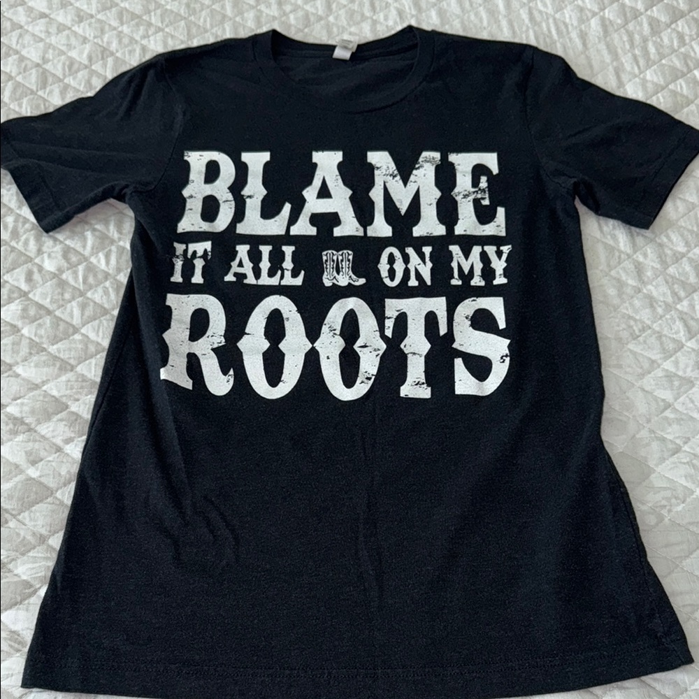 Black Graphic T-Shirt with White Text